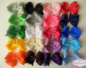 Hair Bow Package, Bow Package, Solid Hair Bow Package, 3.5 inch Hair Bows, Pink Hair Bow, White Hair Bow, Baby Shower Gift, Hair Bow Deal