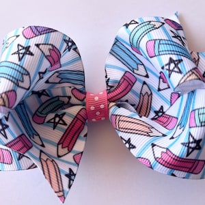 School Hair Bow, School Theme, Back to School Bow, Pencil Hair Bow, Kindergarten Bow, Pre-School Bow, School Bow, Back to School, Pencil Bow