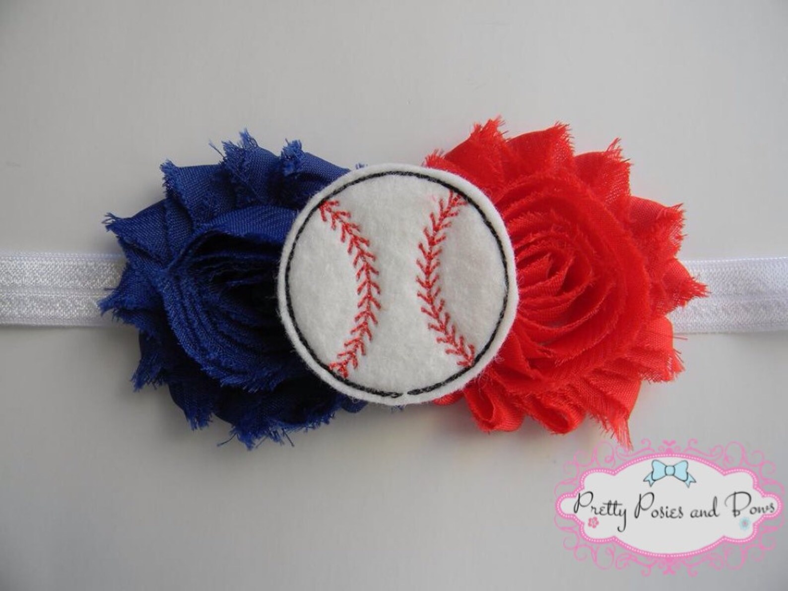 Baseball Headband You Choose Flower Colors Infant Baseball Etsy