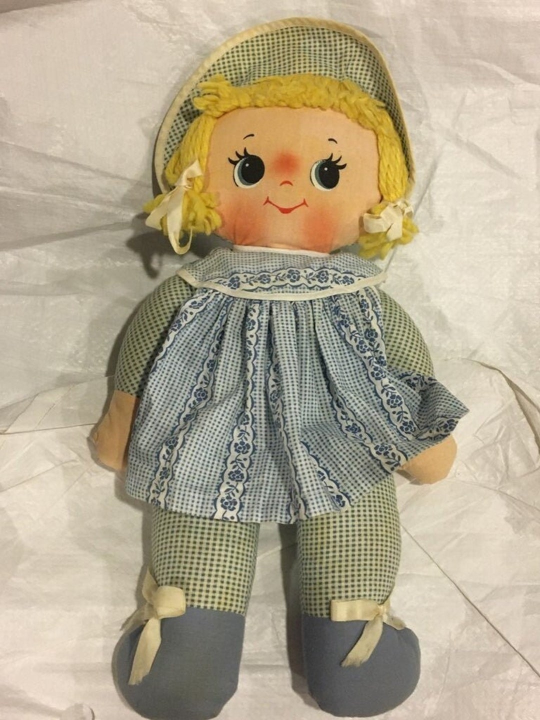 Vtg 1965 KUDDLES Knickerbocker Cloth Yellow Yarn Hair Doll Etsy