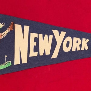 Antique Rare Circa 1950 to 1951 New York Yankees Punter Themed NFL Full Sized 29 inch Football Pennant