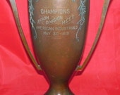 Beautiful 1919 Sterling on Bronze Large Loving Cup Style Track Field Trophy won by the B.F. Goodrich Rubber Company in Akron Ohio