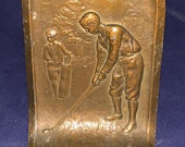 Beautiful Circa 1920 39 s Golf Themed Bronze Bookend Doorstop - Great Figural Golfing Antique