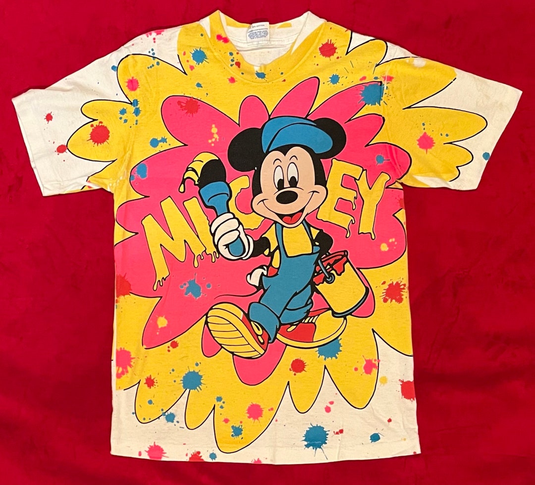 Rare Vintage 1980's Mickey Mouse Paint Splatter Style Disney All Over ...