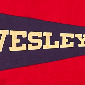 Antique Circa 1930&#39;s Dakota Wesleyan University Sewn Letter Pennant - 23 Inches long
