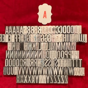 Antique Letter Press 1 Inch Alphabet A to Z Letter Print Blocks - Use as Stamps or Decore - Vintage Industrial Salvage Printer Type Set