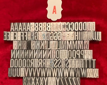 Antique Letter Press 1 Inch Alphabet A to Z Letter Print Blocks - Use as Stamps or Decore - Vintage Industrial Salvage Printer Type Set