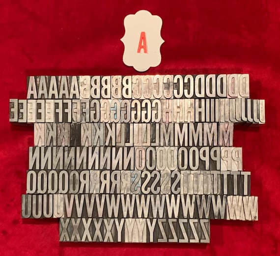 Antique Letter Press 1 Inch Alphabet A to Z Letter Print Blocks - Use as Stamps or Decore - Vintage Industrial Salvage Printer Type Set