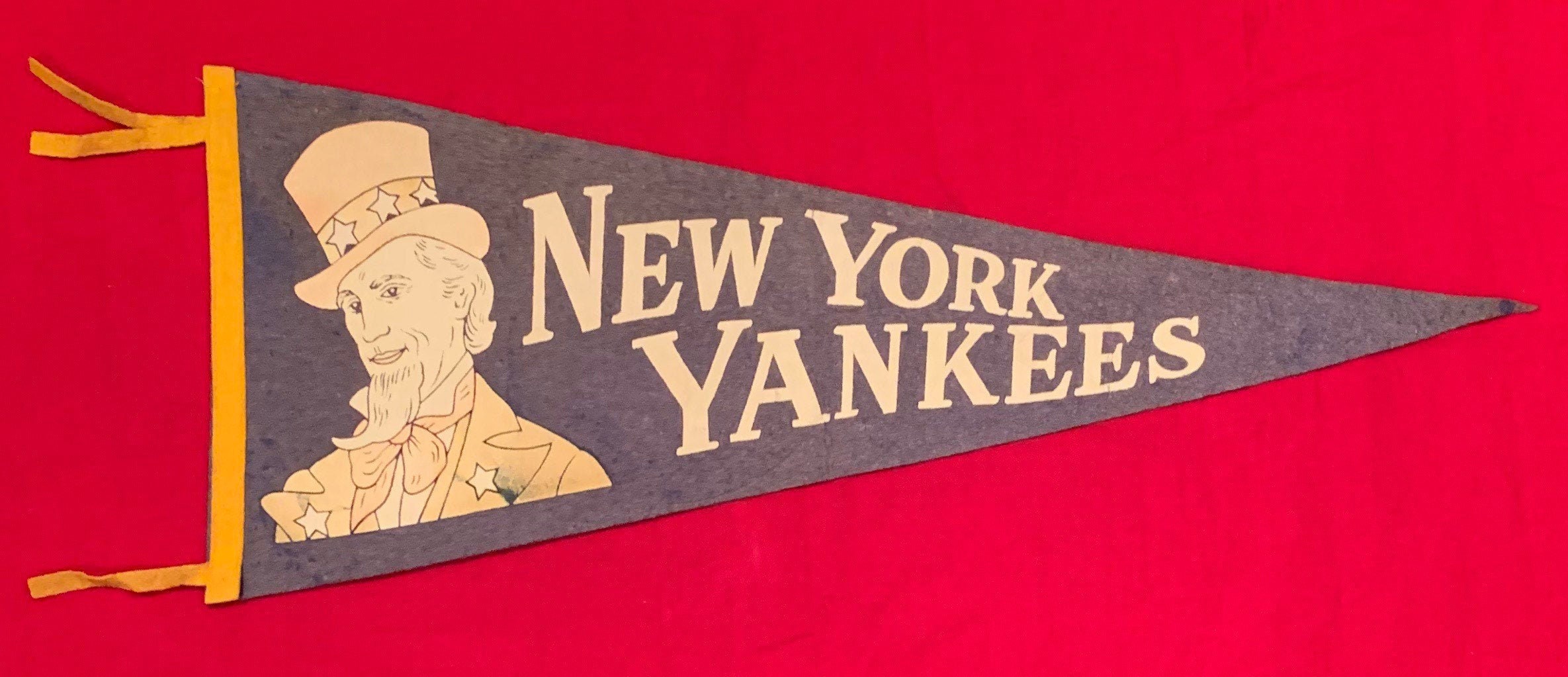 Vintage 1950s New York Yankees Pennant Major League Baseball Uncle Sam Felt  Flag