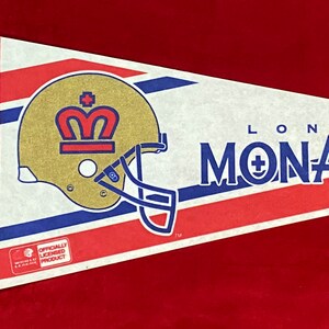 Vintage 1990&#39;s London Monarchs World League 29&quot; Football Pennant