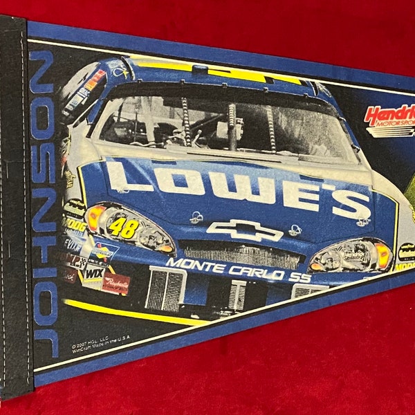 Vintage Jimmie Johnson Nascar Auto Racing Full Sized 29 Inch Pennant Still with Tag