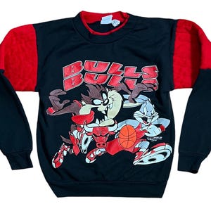 Vintage 1996 Chicago Bulls Tasmanian Devil Taz Looney Toons Youth Size 12 Crewneck Sweatshirt