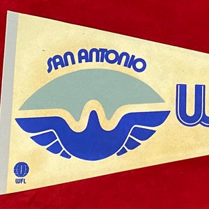 Vintage 1975 San Antonio Wings World Football League Full Sized Football Pennant - Early WFL Memorabilia