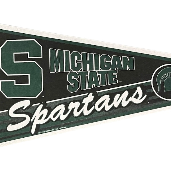 Vintage Michigan State University Spartans Full Size Deadstock Felt College Football Pennant