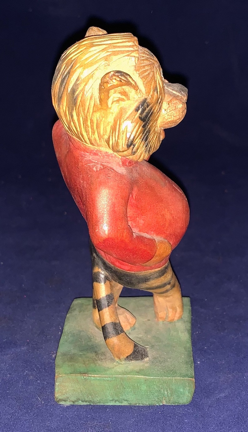 Sydney College Tiger Mascot Wooden Carved Statue Antique Circa 1940/'s Hampden