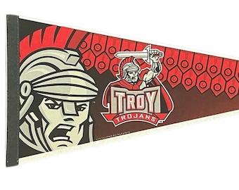 Vintage Troy University Trojans Full Size Deadstock Felt College Football Pennant