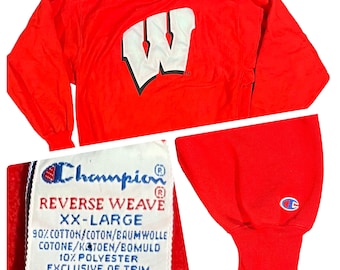 Vintage University of Wisconsin Champion Reverse Weave Crew Neck Sweatshirt - Size XXL