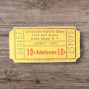 Vintage Coney Island Cavalcade Variety Show Ticket Stub - Antique New York City Amusement Memorabilia