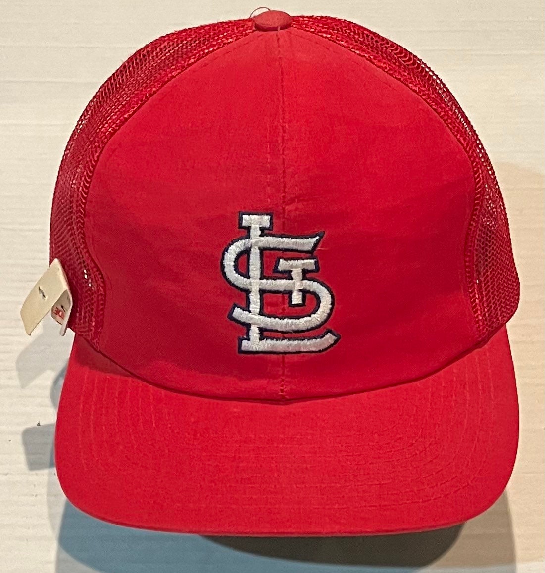 MLB St Louis Cardinals 3D Logo Red Blue Adjustable Curved Bill Hat Cap Retro Nwt