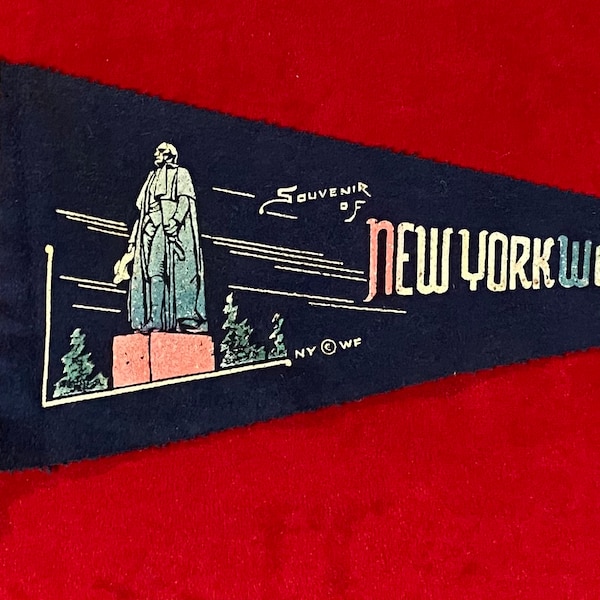 Vintage Souvenir of New York World's Fair 11 Inch Felt Pennant - Antique Travel Memorabilia