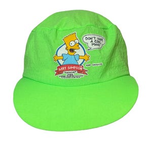 Vintage 1990&#39;s The Simpsons Bartman Bart Simpson Don&#39;t Have a Cow Man Painter Style Hat Cap