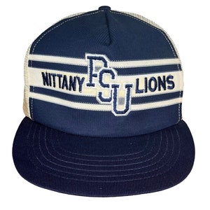 Vintage 1980&#39;s Penn State University Nittany Lions Snapback Trucker Style College Football Cap Hat -  Made in USA