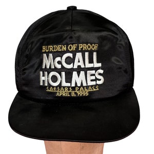 Vintage 1995 Oliver McCall vs. Larry Holmes Burden of Proof Caesar Palace Deadstock Satin Boxing Match Strapback Hat Cap