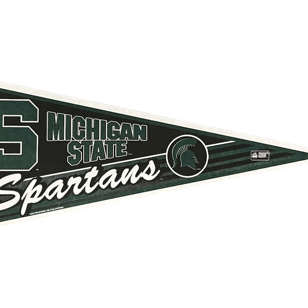 Vintage Michigan State University Spartans Full Size Deadstock Felt College Football Pennant