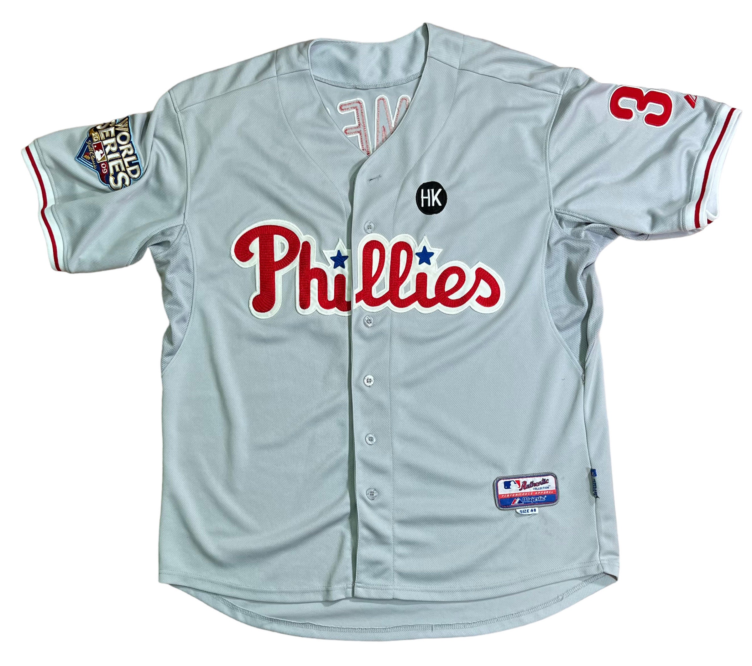 AntiqueSportsShop 2008 Cole Hamels Philadelphia Phillies World Series Size 48 Majestic Baseball Jersey - All Lettering / Numbers Sewn - Beautiful Jersey