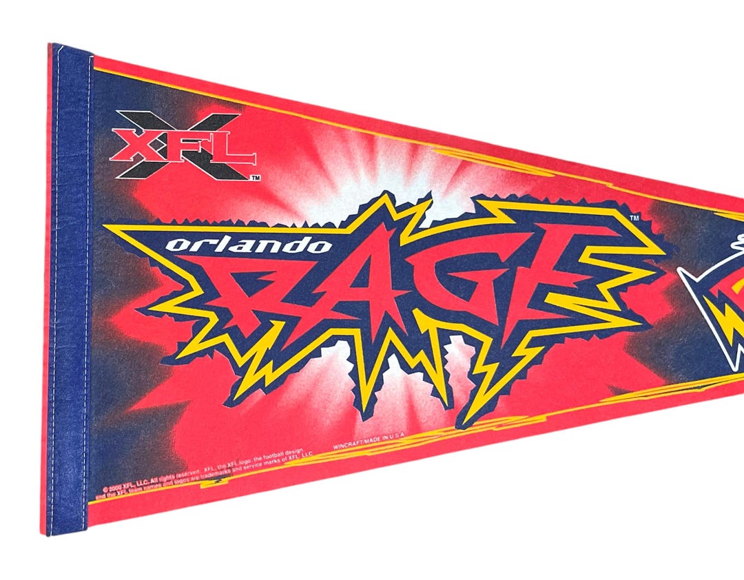 Xfl Rage Vintage 2000 Orlando Rage XFL Football Full Sized 29 Inch Pennant ...