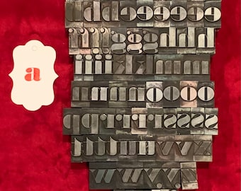Antique Letter Press 1 Inch Alphabet A to Z Letter Print Blocks - Use as Stamps or Decore - Vintage Industrial Salvage Printer Type Set