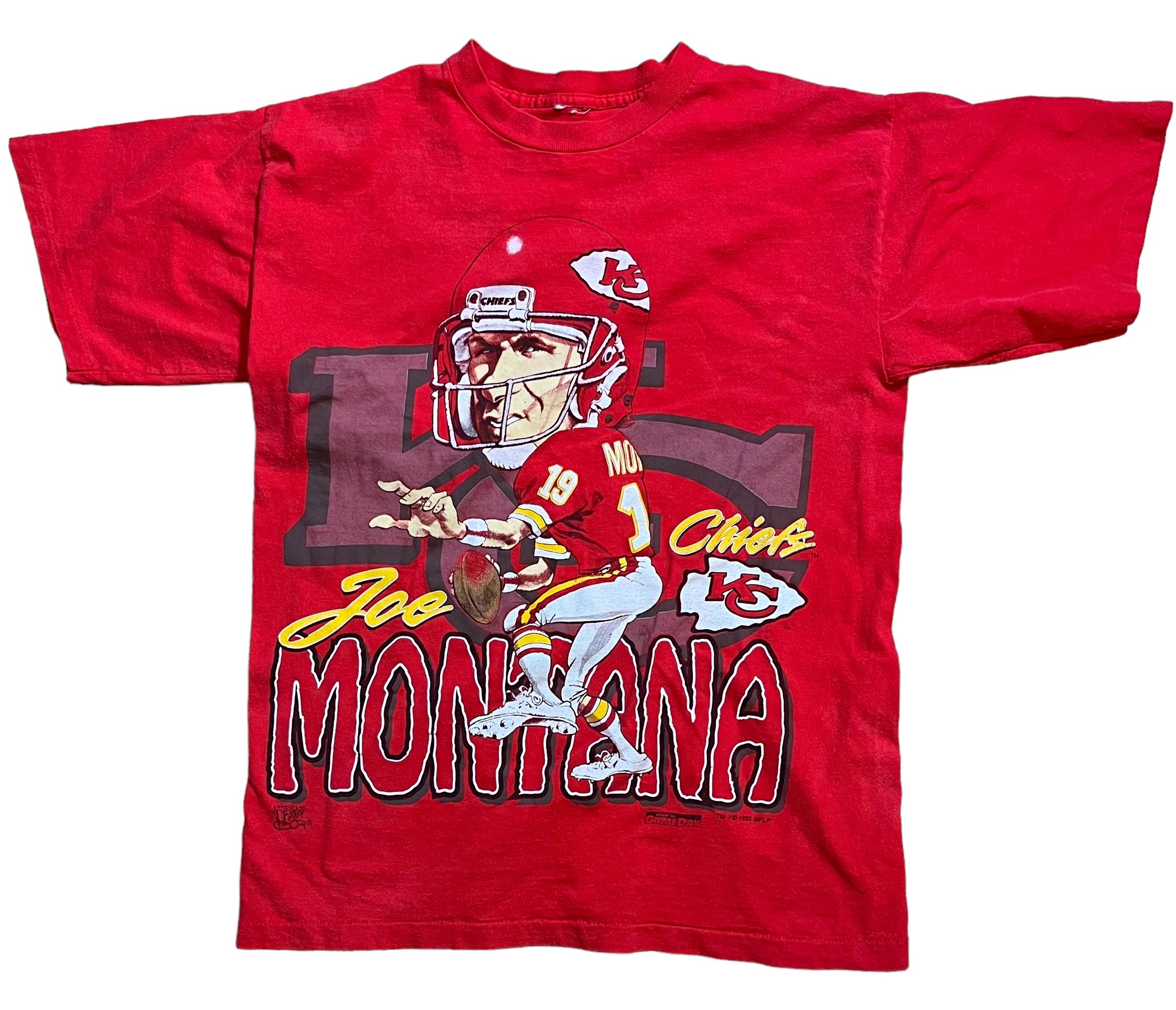 Vintage 1993 Kansas City Chiefs Joe Montana Player Caricature T