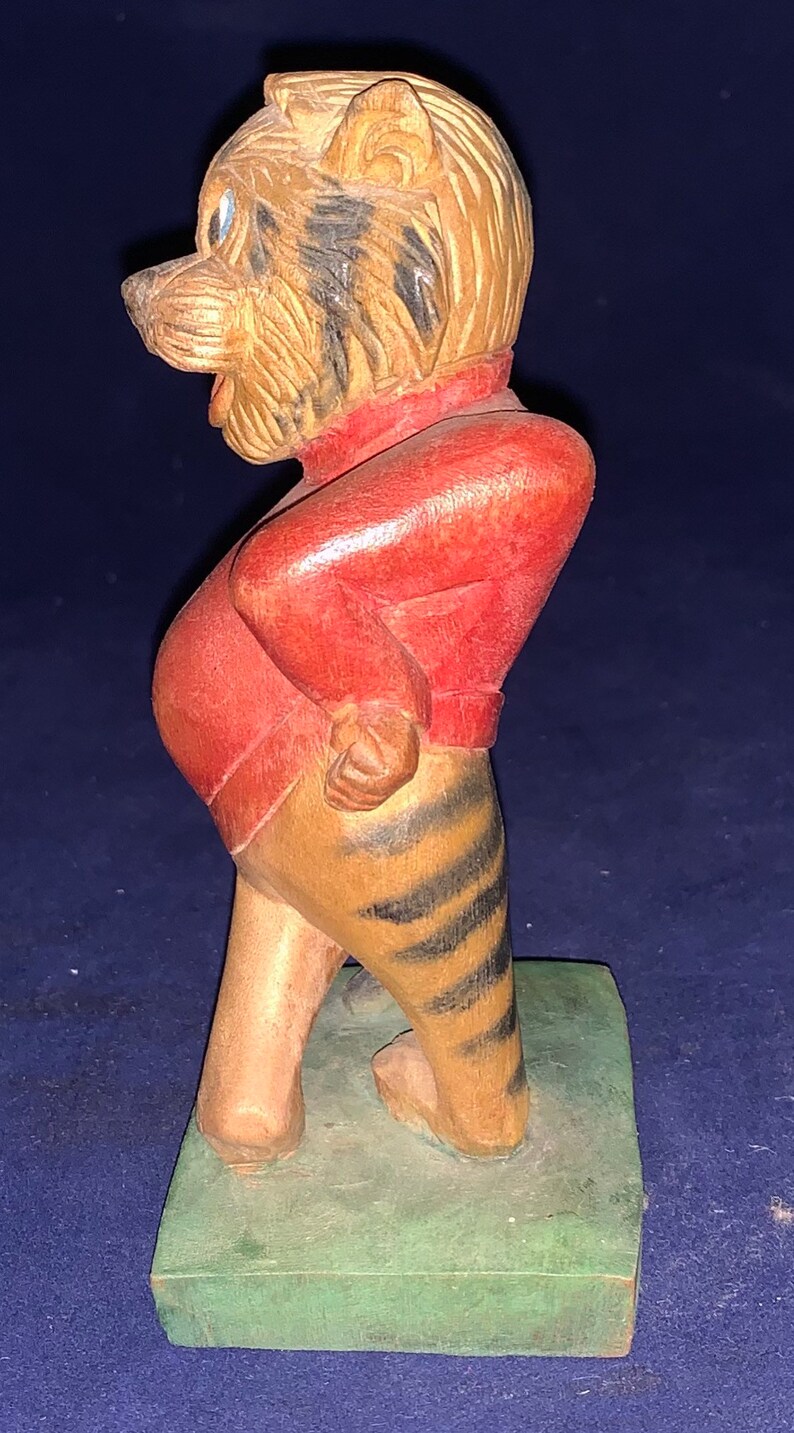 Sydney College Tiger Mascot Wooden Carved Statue Antique Circa 1940/'s Hampden