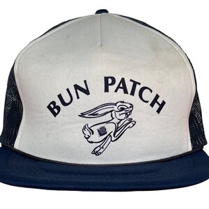 Vintage 1980&#39;s Bun Patch Snapback Cap Hat with Cute Jumping Bunny Graphic