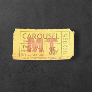Vintage Coney Island Carousel Ticket Stub - Antique New York City Amusement Memorabilia