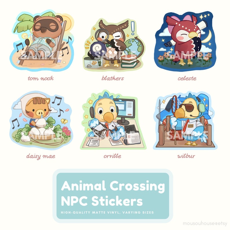 Animal Crossing ACNH Stickers 3 Inch White Matte Vinyl Etsy