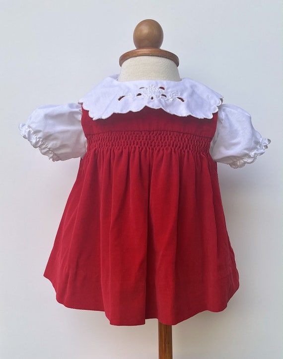 Baby Girl Dress, Red Baby Dress, Vintage Children'