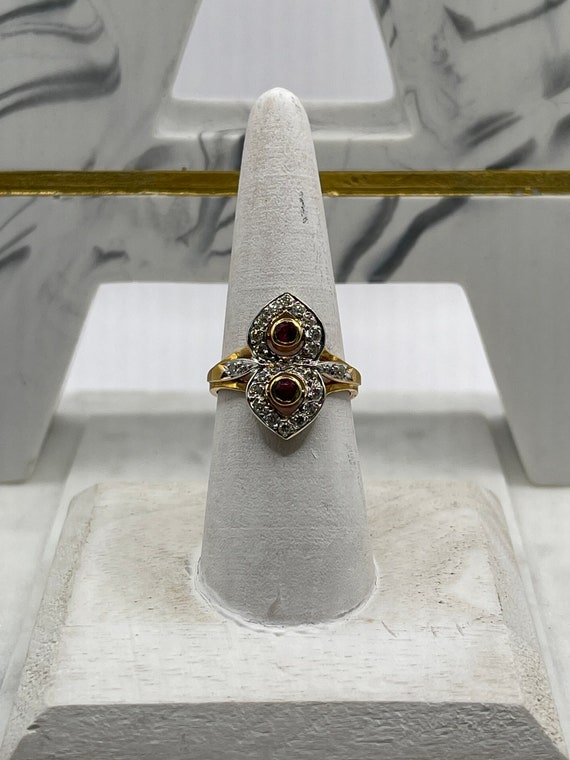 18k Yellow Gold Diamond and Ruby .6 CTTW Ring Size