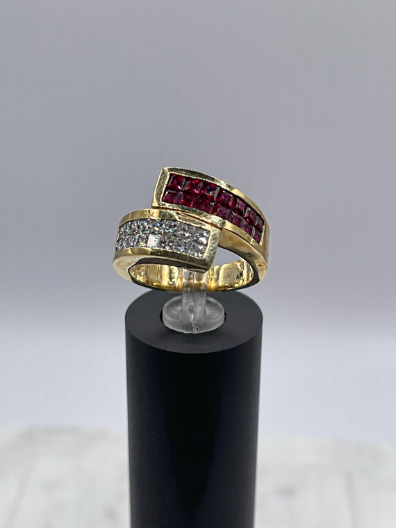 14k Yellow Gold Ring Ruby .9 CTTW Diamond .9 CTTW… - image 2