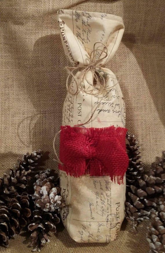 Christmas postcard fabric wine bag wine gift holder FREE Etsy