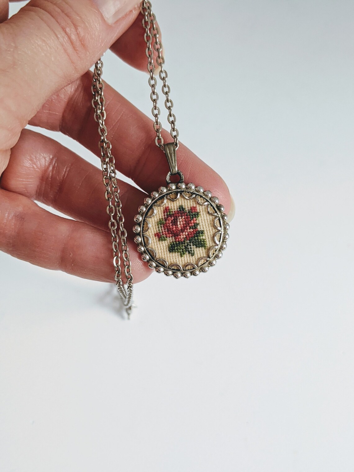 Cross stitch necklace Etsy