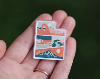 Utah Acrylic Pin, Utah Pin, Utah State Pin, Utah National Park Pin, Utah Backpack Pin, Utah Mountains Pin, Arhces Pin, Zion Pin