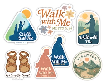 2026 Jugend Thema Aufkleber, Walk with Me, 2026 Junge Frauen Thema Aufkleber, Masse Jugend Thema Aufkleber, Moses 6:34, Walk With Christ, Masse