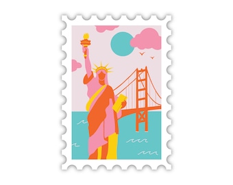 Statue of Liberty Sticker, Lady Liberty Sticker, America Stamp Sticker, Cute Fourth of July sticker, Cute Independence Day Sticker