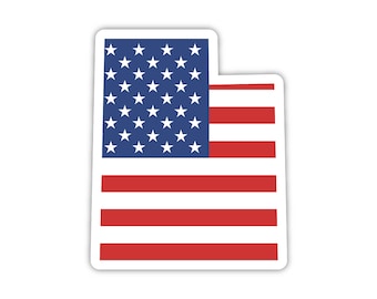 Utah Flag Sticker, Utah American Flag Sticker, Utah gift, Utah Fourth of July sticker, Patriotic Utah sticker, Utah Independence Day Sticker