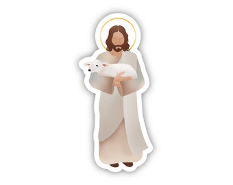 Jesus Holding a Lamb sticker, Lost Sheep Sticker, Matthew 18:12 sticker, Jesus Christ sticker, Christian Easter sticker, Christian Sticker