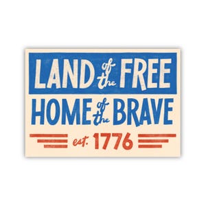 Sticker Land of the Free, Home of the Brave-sticker, Fourth of July-sticker, Independence Day-sticker, patriottische sticker, sticker 1776