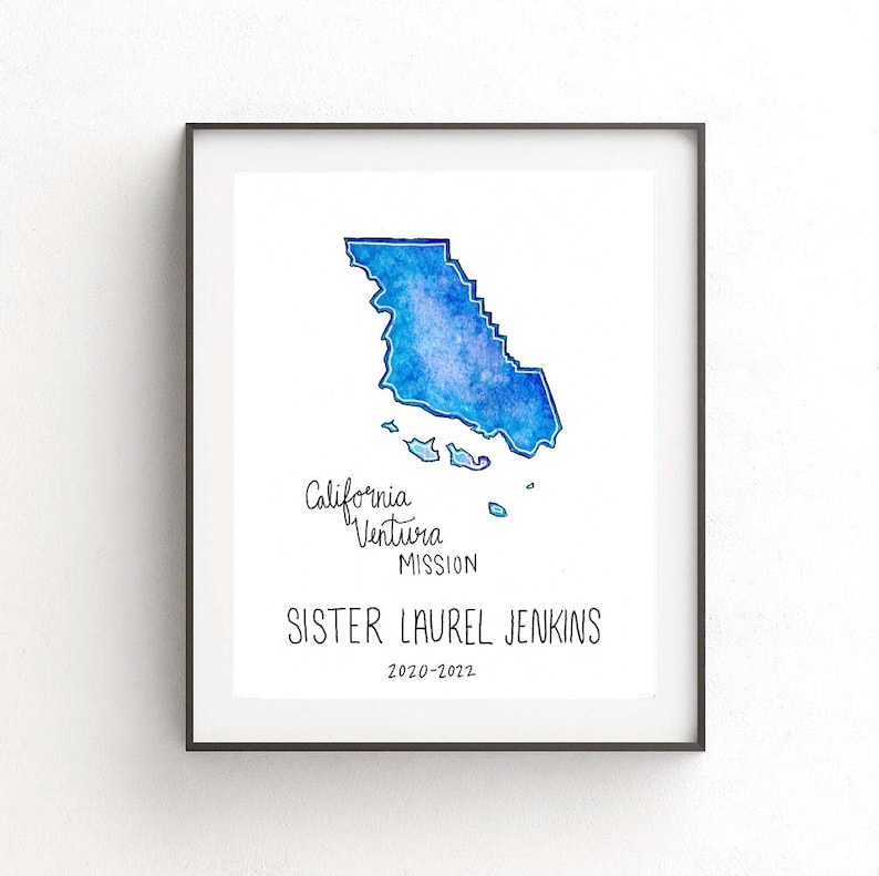 Custom Watercolor LDS Mission Map Sister Missionary Gift | Etsy