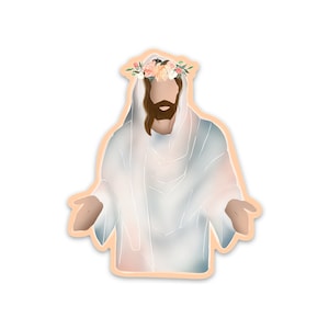 È risorto adesivo, adesivo Gesù Cristo floreale, adesivo Cristo, Gesù floreale, adesivo Gesù Cristo, adesivo arte Gesù, adesivo Bibbia Gesù