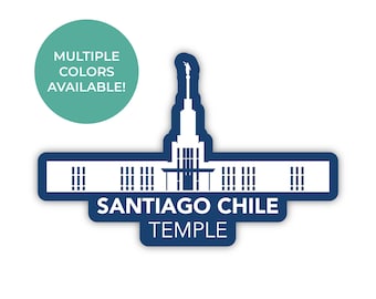 Klistermärke till templet i Santiago i Chile, templet i Santiago i Chile, klistermärken till LDS-templet, LDS-klistermärke, templet i Santiago, missionsgåva i Chile